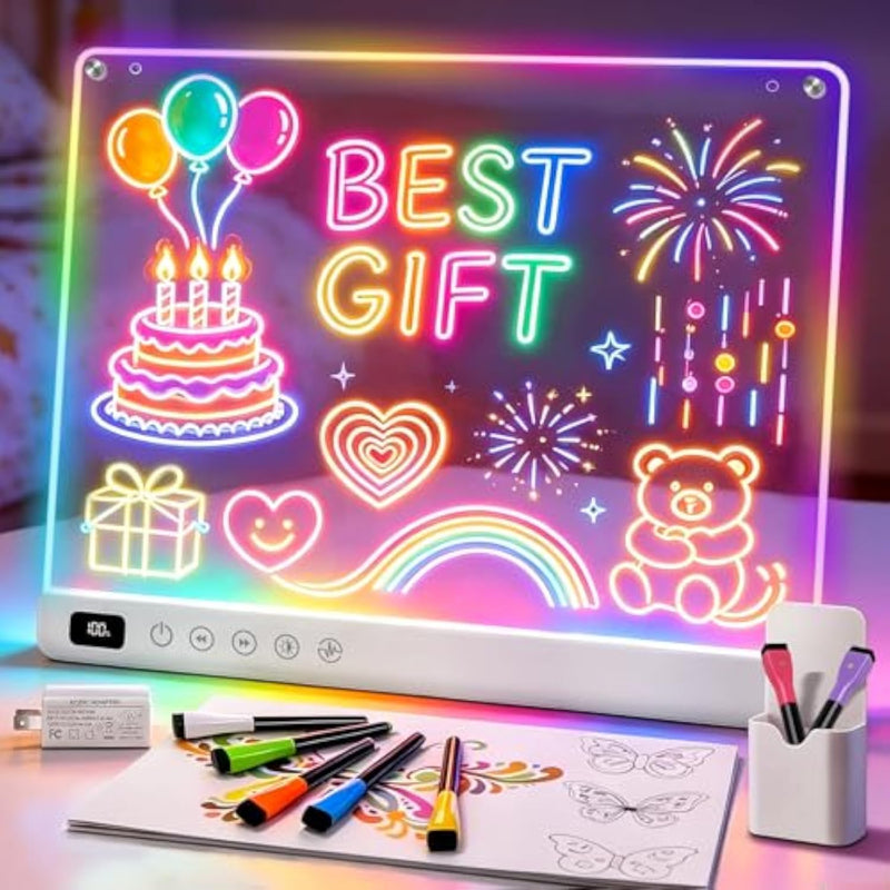 Rechargeable LED Drawing Board for Kids, Gift for Boys and Girls Ages 3 and Above, White Color