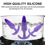 Purple Anal Butt Trainer Kit for Beginners and Advanced Users - 3Pcs Silicone Sex Toys with Flared Base