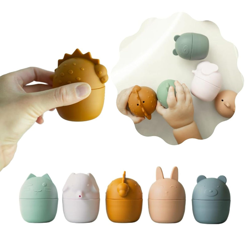 100% Food Grade Silicone Bath Toys For Toddlers 1 3 Year Old Set Of 5 Collapsi
