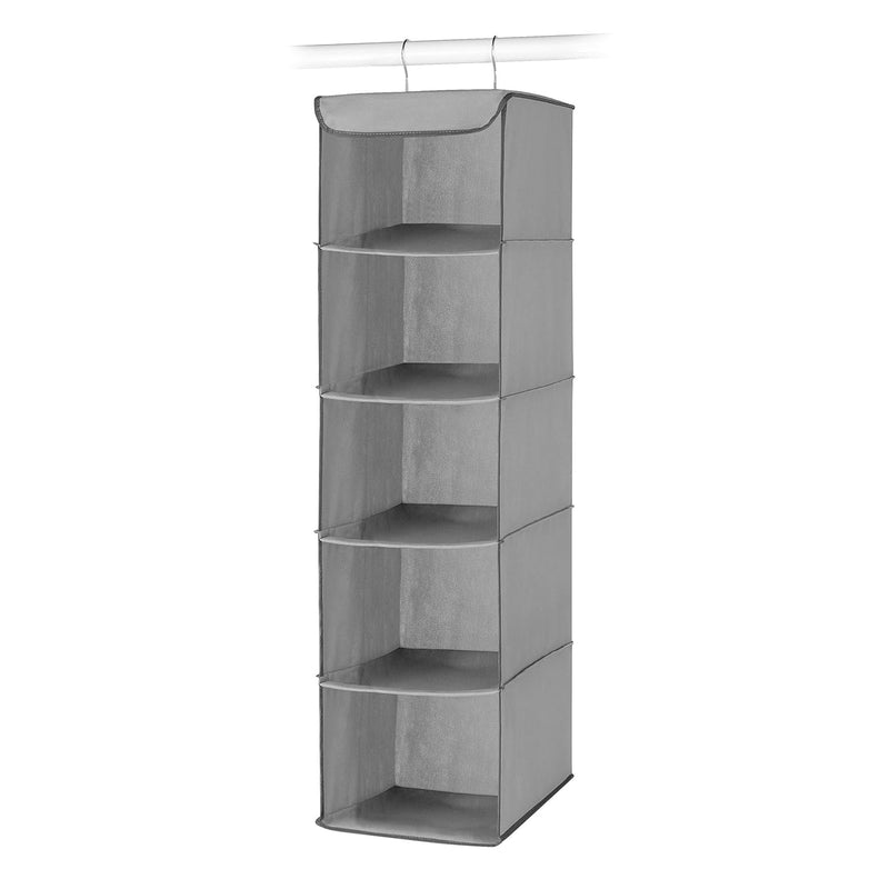 5 Section Closet Organizer - Hanging Shelves With Sturdy Metal Frame