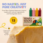 100% Pure Beeswax Crayons for Babies and Toddlers, 12 Pack, Non-Toxic, Art Supplies for 1+ Year Olds