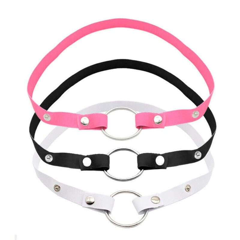 3Pcs Male Chastity Device Elastic Band Accessories Cage Auxiliary Belt Adjustable Rope Ring Set - Black/Pink/White