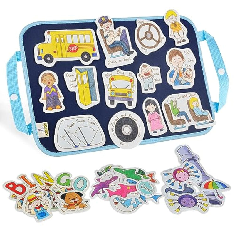 Felt Flannel Boards Stories Precut Figures For Toddlers Preschool, Craft Toy Gifts For Kids, Storytelling Interactive Teaching Activity Kits,Wheels On Bus,Baby Shark,Itsy Bitsy Spider,Bingo