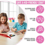 Valentine's Day 48 Scratch Art Ornament Cards with 24 Sticks