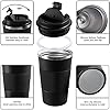 Insulated Travel Coffee Mug Spill Proof Leak Proof Pobtable To Go Camping Stainless Steel Coffee Tumbler Reusable Coffee Cups with Lids Thermos for Hot and Cold Drink (Black, 12 OZ)