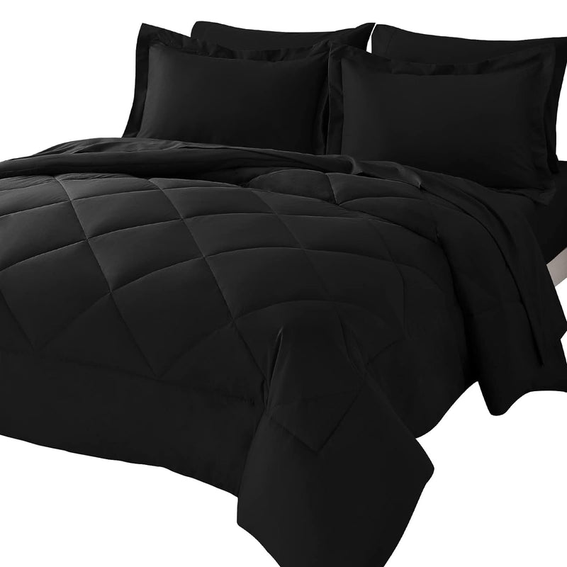Twin Xl Size Comforter Set 5 Pieces Black Twin Extra Long Bed In A Bag For Col