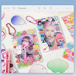 464 Pcs Guka Laser Sticker Set Combination, Various Shapes of Gupan Material Bags for Girls to DIY