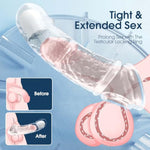 Penis Sleeve Vibrating Cock Sleeve - 2 Sizes Penis Extender Reusable Realistic Adult Sex Toys Remote Control Couples Vibrator With 10 Modes Elastic Penis Ring Girth Enhancer For Men