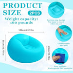 Inflatable Bean Bag Chair For Adult Bean Bag Sofa Chair Blow Up Inflatable Furniture For Outdoor Living Room Bedroom Balcony Travel Party Gift Accessories(Lake Blue,2 Pcs)