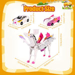 Collision Transforming Dinosaur Car Toy,Transformation Car Toy, 2In1 Magnetic Dinosaur Transformer Cars For Boys & Girls Party Favors Gift For Birthday, Christmas (Pink)