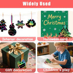 50 Pcs Christmas Scratch Art Cards with Sticks & Red Strings, Deer & Snow Designs