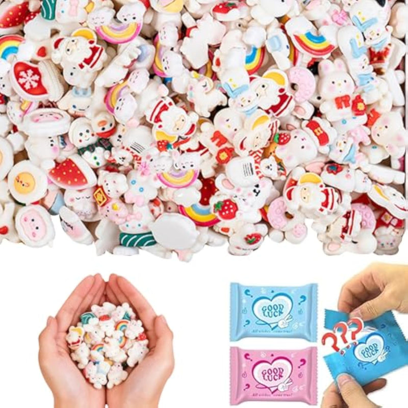 50 Pcs White Cartoon Blind Bags Mystery Mini Resin Figures for Kids Collecting Party Favor Toys