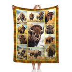 Bison Blanket Wild Bison Animal Throw Blanket Soft Warm Cozy Fuzzy Plush Gifts For Girls Women Lightweight Fleece Flannel Stuff Gift For Kids Adults 50"X40"