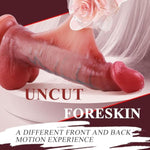 Uncut Realistic Dildos Foreskin Dildo With Movable Balls,Liquid Silicone Real Skin Dildo With Suction Cup, Strap-On Harness Sex Toys For Men And Women G Spot Pleasure Vaginal Or Anal Play