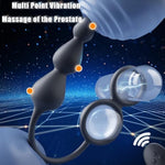 Vibrating Cock Ring Prostate Massager Multi-Point Stimulation Anal Plug 10 Vibration Patterns With Elastic Penis Ring Male Sex Toys Butt Beads