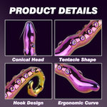 Fantasy Colorful Tentacle Glass Dildo - 7.48" Slim Beginner Octopus Dildo For C G Spot, Cute Discreet Curved Anal Toys With Handle, Prostate Wand Glass Sex Toys For Women Men