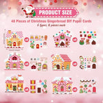 48 Pcs Pink Gingerbread House Christmas Craft Kits, DIY Tree Ornaments for Kids
