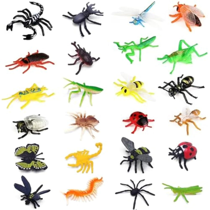 24Pcs Bug Toys Fake Plastic Bugs And Insects For Kids Toddler Halloween Birthday Party Favors Easter Valentines Basket Stuffers Goodie Bag Fillers April Fool'S Day Prank Gifts Fake Bugs Toys