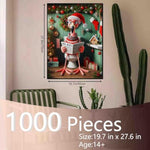 1000-Piece Christmas Flamingo Jigsaw Puzzle for Adults, 20 x 27 Inch Holiday Puzzle