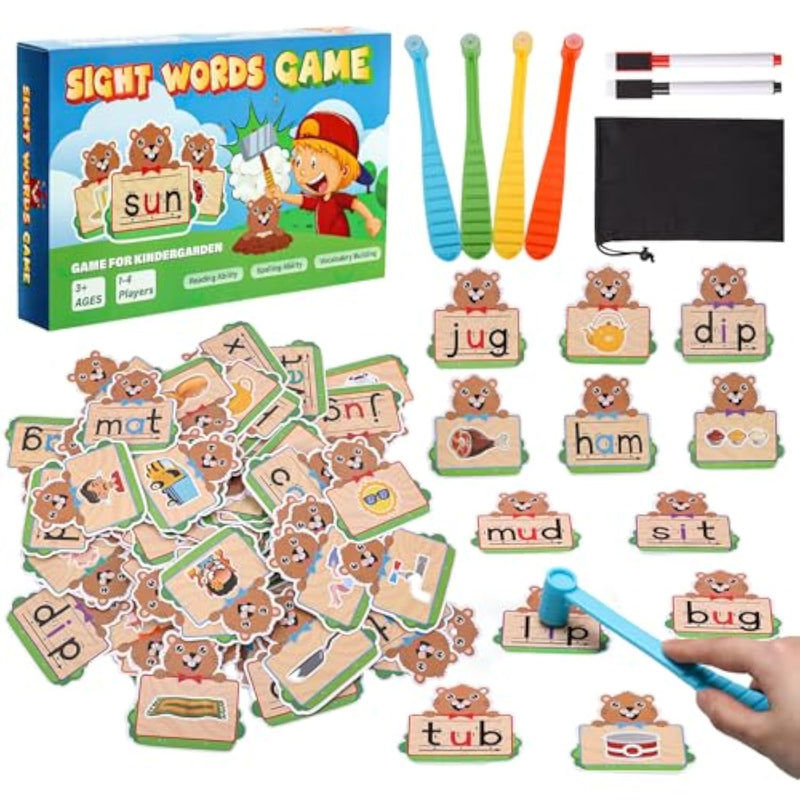 Sight Word Games, 110Pcs Flash Cards Sight Word Swat, Whack A Mole Educational Flash Card Games For Kids Kindergarten Preschool Educational Supplies
