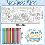 Passover Games Giant Passover Coloring Poster with 18 Paint Pens for Kids and Adults