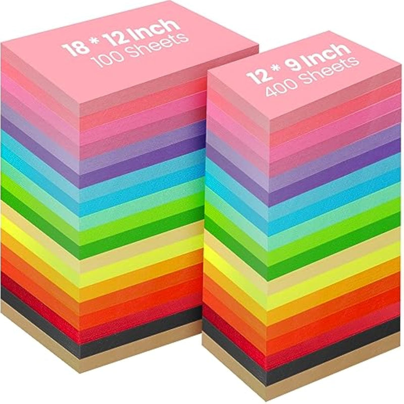 Bulk Colored Construction Paper for Arts and Crafts, 2000 Sheets, 8.5 x 11'' and 12 x 18''