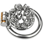 Stainless Steel Chain Chastity Cage Hollow Breathable Comfort Mesh Chastity Device Keyed Penis Locking Cock Cage Adult Sex Toys For Male (L)