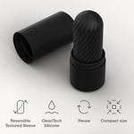 Pow Blue Male Masturbator & Ghost Black Textured Reversible Penis Stroker - Sex Toys For Men Bundle