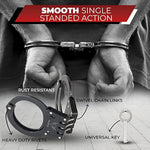Professional Grade Steel Hinged Handcuffs – Double Locking Tactical Handcuff With 2 Keys – Extra Sturdy, Used By Various Law Enforcement & Police Departments Worldwide