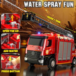 Fire Truck Toy For 2 3 4 5 Years Old Boys, Fire Trucks Playset With Rotating Ladder, Realistic Lights & Sounds, Birthday Gifts For Toddlers 2+