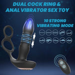 Dual Cock Ring & Anal Vibrator Sex Toy – Telescopic Motion, 10 Vibration Modes, Remote-Controlled Waterproof Rechargeable Adult Toy For Men & Couples