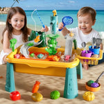 Kitchen Sink Toys Toddlers 3-5, Play Sink With Running Water, Water Table For Kids Ages 4-8, Fishing Game Outdoor Toys Pretend Role Play Toys For Boys Girls 3 4 5 6 7 8