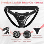 Strap On Dildo Harness Adult Sex Toys, Adjustable Leather Strapon Harness With 7.2" Rainbow Color Silicone Anal Dildo, Detachable Suction Cup Penis For Lesbian, Gay, And Couples Pegging Play