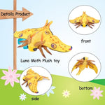 Simulation Luna Moth Plush Toy 10.62Inch Soft Realistic Luna Moth Stuffed Animal Plush Toy For Kids Insect Lovers Boys And Girls Gifts Home Decoration Yellow