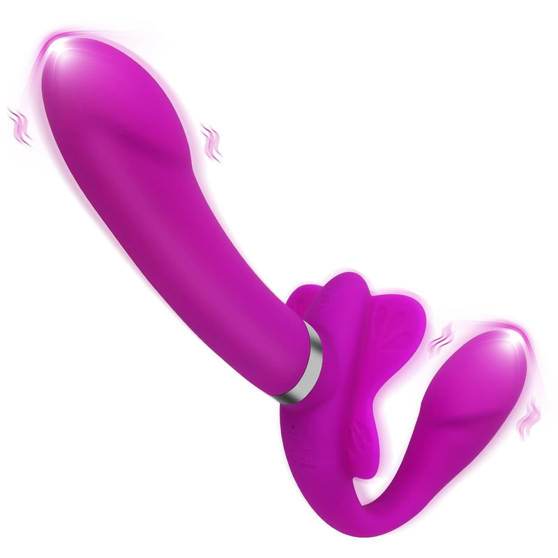 Strapless Strap On Dildo G-Spot Vibrator, Double Ended Vibrating Lesbian Sex Toys, Clitoral Stimulator With 12 Vibration Adult Sex Toy For Women Couples