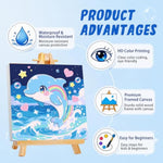 Dolphin Paint by Numbers Kit for Kids with Frame, 8 x 8 Inch Beginner Art Set