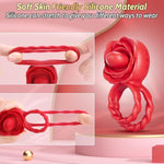 Vibrating Cock Ring Penis Vibrator - Adult Rose Toy Penis Ring With 10 Vibrating & 10 Tongue Licking For Male Training & Female Clitoral Oral Sex Stimulation, Adult Sex Toys & Games For Men And Women