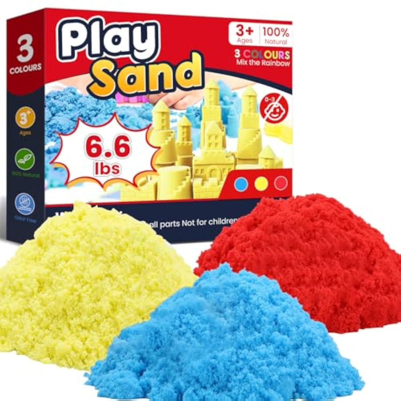 3-Color Sensory Play Sand for Kids, 6.6lbs, Perfect for Shaping and Sculpting