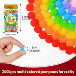 Multi-Colored Pom Poms for Arts and Crafts Projects - 2000 Pieces, 1cm Diameter