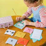 Kids Stationery Design Craft Kit with Animal Notecards, Journal, Stickers & Pencils