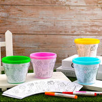 28 Pcs Flower Pot Painting Kit with 16 Pots & 12 Markers, Spring DIY Craft