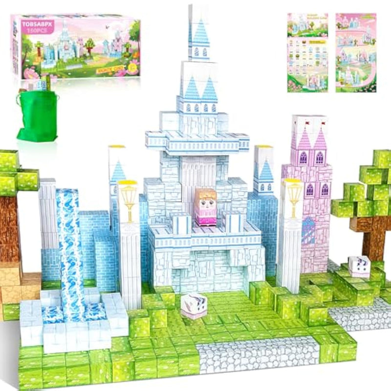 Magnetic Blocks, 150 Pcs Magnetic Building Blocks Set, Castle Magnet Building Cubes, Magnet Tiles Stacking Toys For Kids, Stem Sensory Toys For Girls Boys 3 4 5 6+ Years Old, Birthday