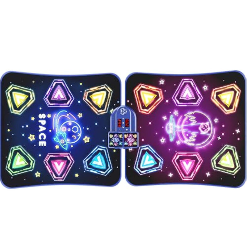 2-Player Electronic Led Light Dance Mat, Music Dance Toy With 5 Modes, Develops Hand-Eye Coordination, Challenge Game For Single Or Double Players, Christmas Dance Mat Toy For Boys & Girls Ages 3-12