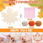 24 Set Fall Maple Leaf String Art Craft Kit with Yarn & Weaving Tools for Kids