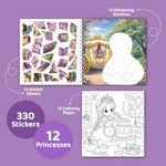 Princess Sticker-by-Number Activity Book, 330 Stickers & 12 Scenes for Kids Ages 4-12