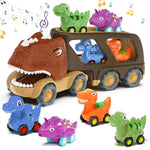 Dinosaur Toys For Kids 2-4 Boys,Dinosaur Car Carrier Truck Toy With 4 Pull Back Dino Car?Dinosaur Truck For 2 3 4 5 Year Old Boy Toys,2 3 4 5 Year Old Boy Birthday Gift With Dino Sound.