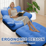 Blow Up Pull Out Couch With Headboard,Inflatable Couch With Flocked Surface,Folding Inflatable Chair For Adults,Portable Air Sofa Bed,Durable Air Couches,Inflatables Couches For Camping-1Pc