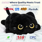 Cute Black Cat Plush Pillow, Kawaii Plushies Black Cat Stuffed Animals, Squishy Plushies, Cuddle Plush Pillow For Kids & Girls (20 Inch)