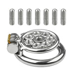 Male Chastity Device Flat Chastity Cage With Screw Stainless Steel Cock Cage Locked Penis Exercise Cage Sm Bondage Gear Chastity Sex Toy For Men Couple (1.57 Inch)