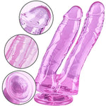 Lifelike Lover Luxe Double Ended Realistic Dildo - Huge Silicone Dildo With Strong Suction Cup (6.9"*1.4" Purple)